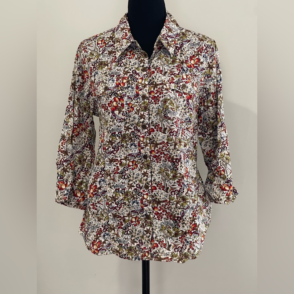 Christopher &‎ Banks M Floral Button-Up Blouse 754
